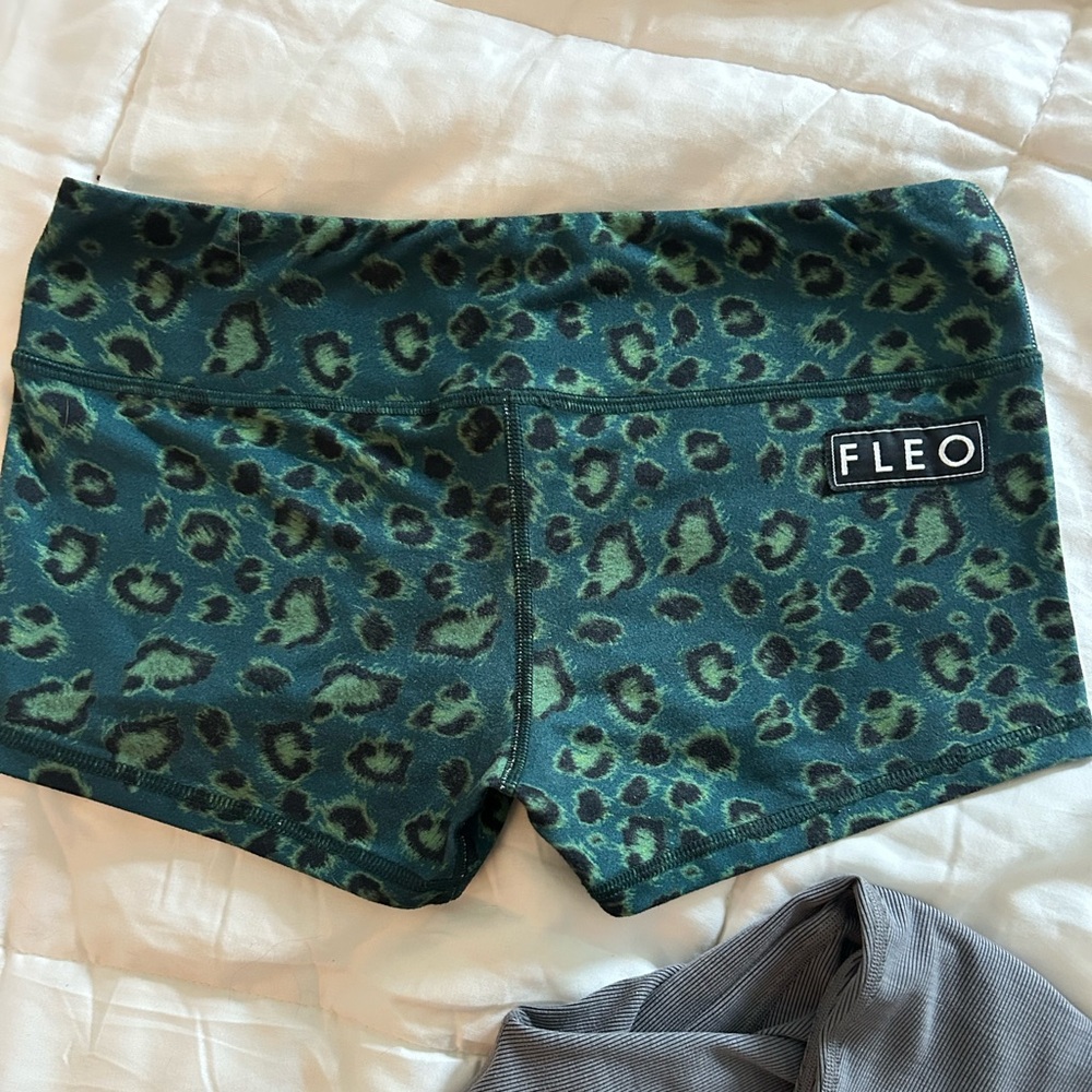 FLEO Women's Green Leopard Print Shorts
